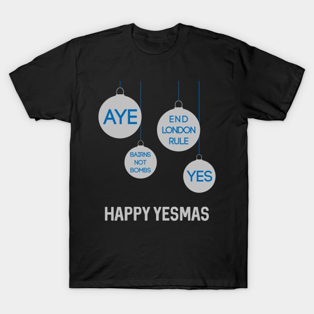 Silver Happy Yesmas Christmas Decoration Bauble Design T-Shirt by MacPean